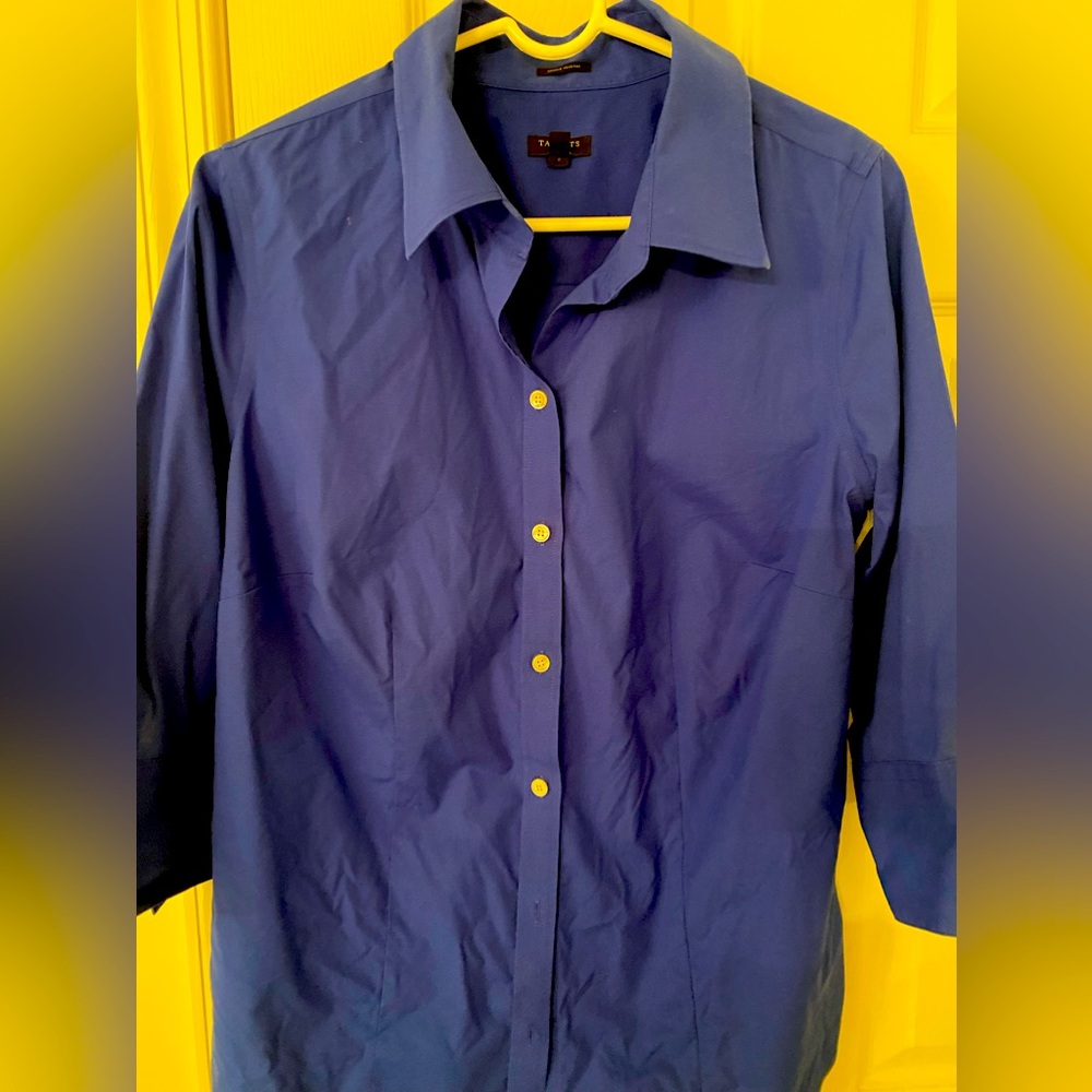 Talbots royal blue cotton shirt with 3/4 sleeves